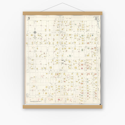 Old map wall art mockup — magnetic wood frame on white wall — Sanborn Fire Insurance Map from Snyder, Scurry County, Texas (1942), Sheet #0005