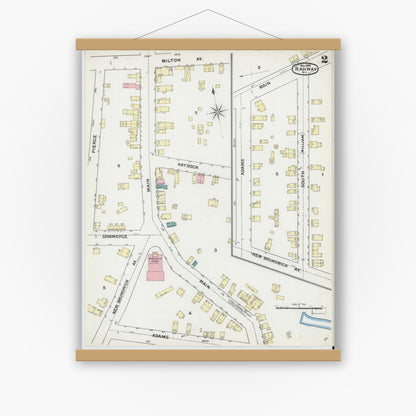 Old map wall art mockup — magnetic wood frame on white wall — Sanborn Fire Insurance Map from Rahway, Union County, New Jersey (1891) - Complete Map Set