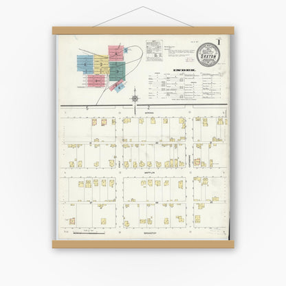 Old map wall art mockup — magnetic wood frame on white wall — Sanborn Fire Insurance Map from Saxton, Bedford County, Pennsylvania (1911) - Complete Map Set