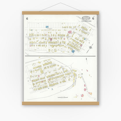 Old map wall art mockup — magnetic wood frame on white wall — Sanborn Fire Insurance Map from Mauch Chunk, Carbon County, Pennsylvania (1930), Sheet #0006