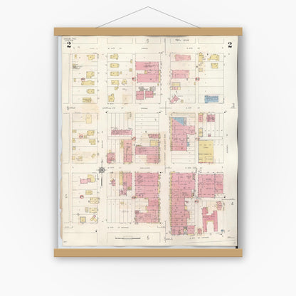 Old map wall art mockup — magnetic wood frame on white wall — Sanborn Fire Insurance Map from Mission, Hidalgo County, Texas (1949), Sheet #0002