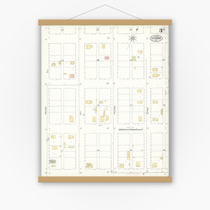 Old map wall art mockup — magnetic wood frame on white wall — Sanborn Fire Insurance Map from Oceanside, San Diego County, California (1907), Sheet #0003