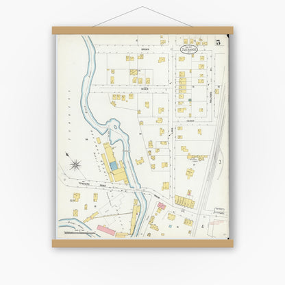 Old map wall art mockup — magnetic wood frame on white wall — Sanborn Fire Insurance Map from Tuckahoe, Westchester County, New York (1904), Sheet #0005