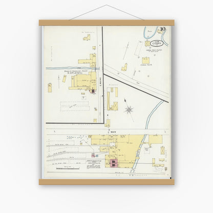 Old map wall art mockup — magnetic wood frame on white wall — Sanborn Fire Insurance Map from Corry, Erie County, Pennsylvania (1897), Sheet #0010