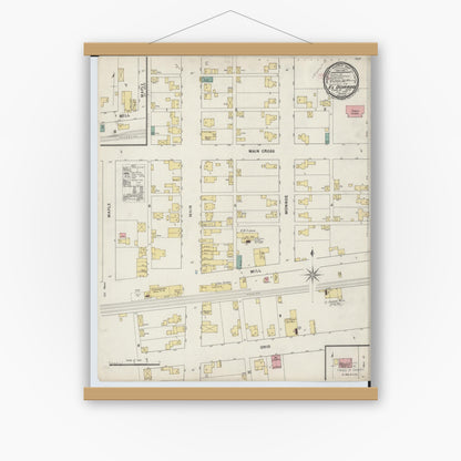 Old map wall art mockup — magnetic wood frame on white wall — Sanborn Fire Insurance Map from El Dorado, Preble County, Ohio (1885), Sheet #0001