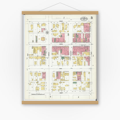 Old map wall art mockup — magnetic wood frame on white wall — Sanborn Fire Insurance Map from Saint Joseph, Berrien County, Michigan (1902), Sheet #0005