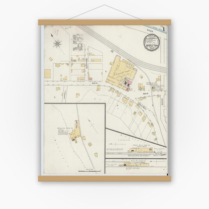 Old map wall art mockup — magnetic wood frame on white wall — Sanborn Fire Insurance Map from Mapleton, Huntingdon County, Pennsylvania (1894) - Complete Map Set