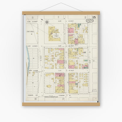 Old map wall art mockup — magnetic wood frame on white wall — Sanborn Fire Insurance Map from Ashland, Ashland County, Wisconsin (1895), Sheet #0015