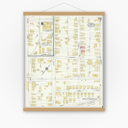 Old map wall art mockup — magnetic wood frame on white wall — Sanborn Fire Insurance Map from Luzerne, Luzerne County, Pennsylvania (1911), Sheet #0008