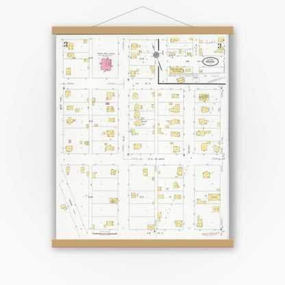 Old map wall art mockup — magnetic wood frame on white wall — Sanborn Fire Insurance Map from Neoga, Cumberland County, Illinois (1930), Sheet #0003