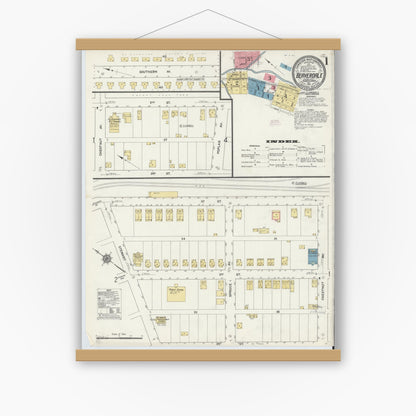 Old map wall art mockup — magnetic wood frame on white wall — Sanborn Fire Insurance Map from Beaverdale, Cambria County, Pennsylvania (1911) - Complete Map Set