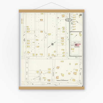 Old map wall art mockup — magnetic wood frame on white wall — Sanborn Fire Insurance Map from Coraopolis, Allegheny County, Pennsylvania (1911), Sheet #0013
