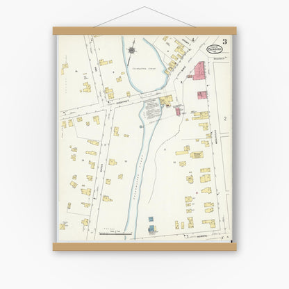 Old map wall art mockup — magnetic wood frame on white wall — Sanborn Fire Insurance Map from Edinboro, Erie County, Pennsylvania (1911), Sheet #0003