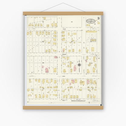 Old map wall art mockup — magnetic wood frame on white wall — Sanborn Fire Insurance Map from Tipp City, Miami County, Ohio (1911), Sheet #0003