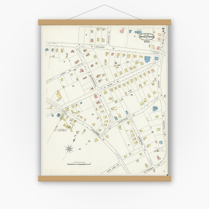 Old map wall art mockup — magnetic wood frame on white wall — Sanborn Fire Insurance Map from Wayne, Delaware County, Pennsylvania (1909), Sheet #0007
