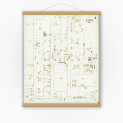 Old map wall art mockup — magnetic wood frame on white wall — Sanborn Fire Insurance Map from Glen Cove, Nassau County, New York (1908), Sheet #0003