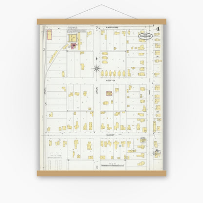 Old map wall art mockup — magnetic wood frame on white wall — Sanborn Fire Insurance Map from Fond du Lac, Fond du Lac County, Wisconsin (1902), Sheet #0004
