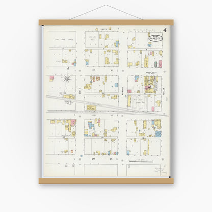 Old map wall art mockup — magnetic wood frame on white wall — Sanborn Fire Insurance Map from Shakopee, Scott County, Minnesota (1895), Sheet #0004