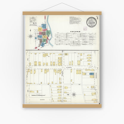 Old map wall art mockup — magnetic wood frame on white wall — Sanborn Fire Insurance Map from Lehighton, Carbon County, Pennsylvania (1908) - Complete Map Set