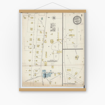 Old map wall art mockup — magnetic wood frame on white wall — Sanborn Fire Insurance Map from Champion, Marquette County, Michigan (1888) - Complete Map Set