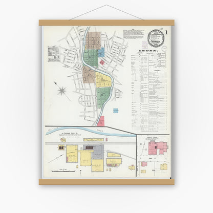Old map wall art mockup — magnetic wood frame on white wall — Sanborn Fire Insurance Map from Carnegie, Allegheny County, Pennsylvania (1901) - Complete Map Set
