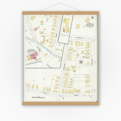 Old map wall art mockup — magnetic wood frame on white wall — Sanborn Fire Insurance Map from Herkimer, Herkimer County, New York (1906) - Complete Map Set