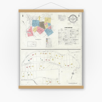 Old map wall art mockup — magnetic wood frame on white wall — Sanborn Fire Insurance Map from Westhampton, Henrico County, Virginia (1931) - Complete Map Set