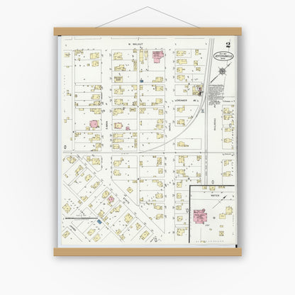 Old map wall art mockup — magnetic wood frame on white wall — Sanborn Fire Insurance Map from Jeffersonville, Fayette County, Ohio (1921), Sheet #0002