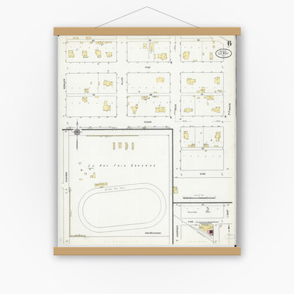 Old map wall art mockup — magnetic wood frame on white wall — Sanborn Fire Insurance Map from Leroy, McLean County, Illinois (1911), Sheet #0006