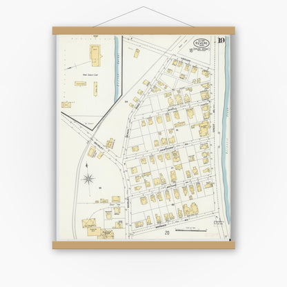 Old map wall art mockup — magnetic wood frame on white wall — Sanborn Fire Insurance Map from Revere, Suffolk County, Massachusetts (1900), Sheet #0019
