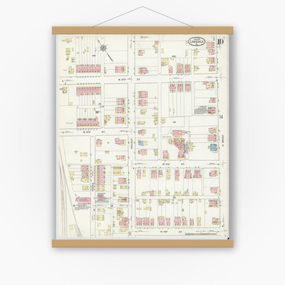 Old map wall art mockup — magnetic wood frame on white wall — Sanborn Fire Insurance Map from Lansdale, Montgomery County, Pennsylvania (1914), Sheet #0010