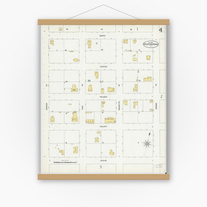 Old map wall art mockup — magnetic wood frame on white wall — Sanborn Fire Insurance Map from Green Cove Springs, Clay County, Florida (1903), Sheet #0004