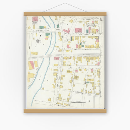 Old map wall art mockup — magnetic wood frame on white wall — Sanborn Fire Insurance Map from Tarentum, Allegheny County, Pennsylvania (1902), Sheet #0003