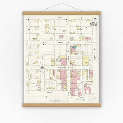 Old map wall art mockup — magnetic wood frame on white wall — Sanborn Fire Insurance Map from Mission, Hidalgo County, Texas (1925), Sheet #0002