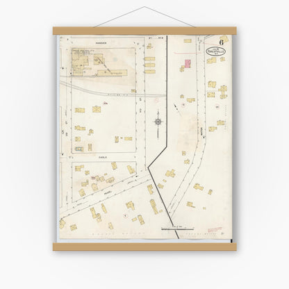 Old map wall art mockup — magnetic wood frame on white wall — Sanborn Fire Insurance Map from Forestville, Chautauqua County, New York (1941), Sheet #0006