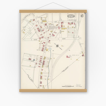Old map wall art mockup — magnetic wood frame on white wall — Sanborn Fire Insurance Map from Boyertown, Berks County, Pennsylvania (1922), Sheet #0010