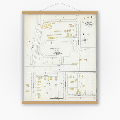 Old map wall art mockup — magnetic wood frame on white wall — Sanborn Fire Insurance Map from Fort Edward, Washington County, New York (1900), Sheet #0011