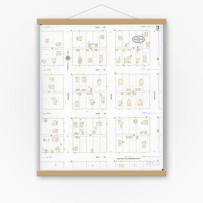 Old map wall art mockup — magnetic wood frame on white wall — Sanborn Fire Insurance Map from Blue Earth, Faribault County, Minnesota (1911), Sheet #0003