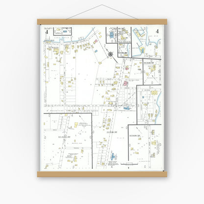 Old map wall art mockup — magnetic wood frame on white wall — Sanborn Fire Insurance Map from Put-in-bay, Ottawa County, Ohio (1950), Sheet #0004