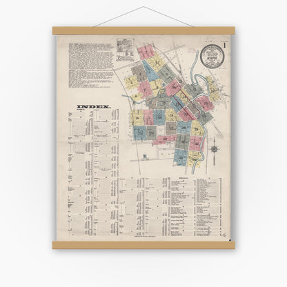 Old map wall art mockup — magnetic wood frame on white wall — Sanborn Fire Insurance Map from Napa, Napa County, California (1910) - Complete Map Set