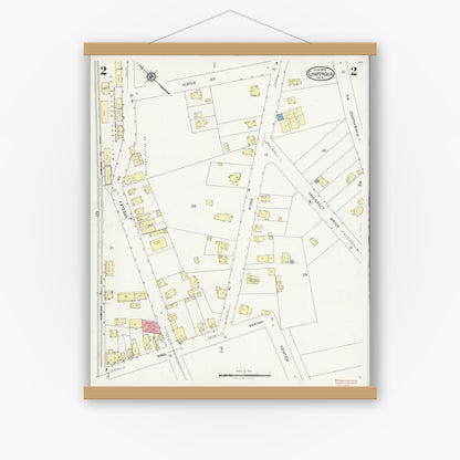 Old map wall art mockup — magnetic wood frame on white wall — Sanborn Fire Insurance Map from Chappaqua, Westchester County, New York (1925), Sheet #0002