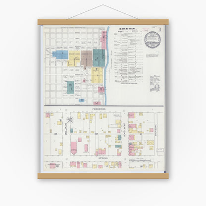 Old map wall art mockup — magnetic wood frame on white wall — Sanborn Fire Insurance Map from Cape Girardeau, Cape Girardeau County, Missouri (1893) - Complete Map Set