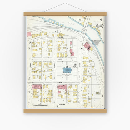 Old map wall art mockup — magnetic wood frame on white wall — Sanborn Fire Insurance Map from Saint Joseph, Berrien County, Michigan (1902), Sheet #0004