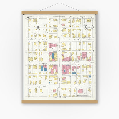 Old map wall art mockup — magnetic wood frame on white wall — Sanborn Fire Insurance Map from West Alexandria, Preble County, Ohio (1926), Sheet #0002