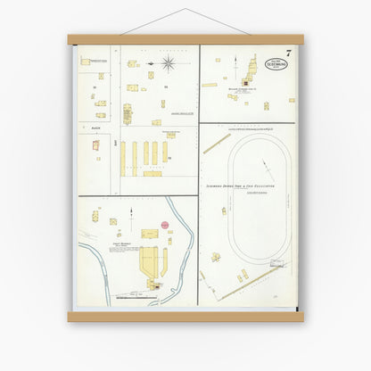 Old map wall art mockup — magnetic wood frame on white wall — Sanborn Fire Insurance Map from Sebewaing, Huron County, Michigan (1909), Sheet #0007