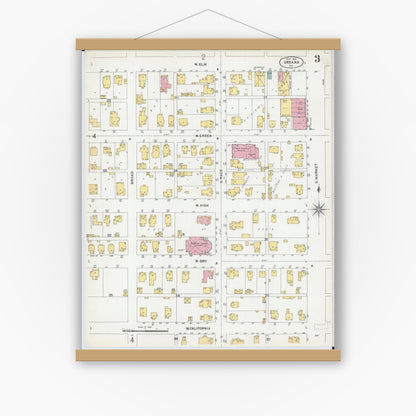 Old map wall art mockup — magnetic wood frame on white wall — Sanborn Fire Insurance Map from Urbana, Champaign County, Illinois (1902), Sheet #0003