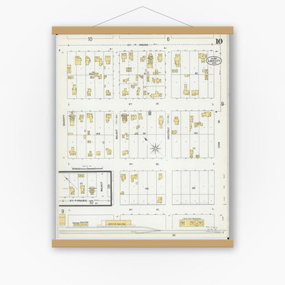 Old map wall art mockup — magnetic wood frame on white wall — Sanborn Fire Insurance Map from Lake City, Wabasha County, Minnesota (1900), Sheet #0010