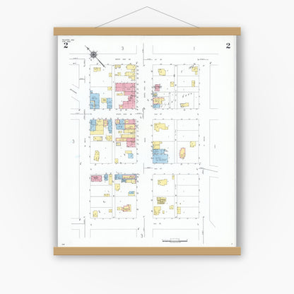 Old map wall art mockup — magnetic wood frame on white wall — Sanborn Fire Insurance Map from Palmyra, Jefferson County, Wisconsin (1949), Sheet #0002