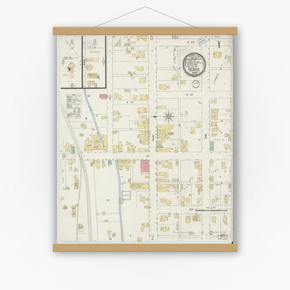 Old map wall art mockup — magnetic wood frame on white wall — Sanborn Fire Insurance Map from Van Buren, Grant County, Indiana (1898) - Complete Map Set