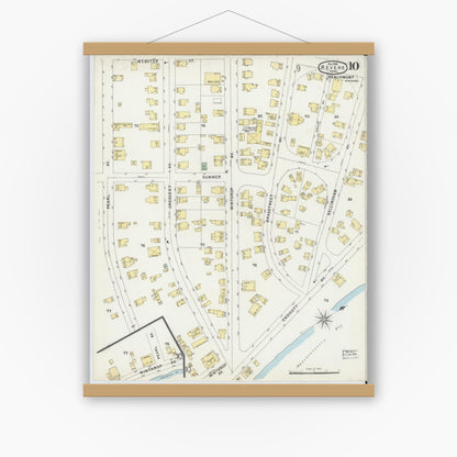 Old map wall art mockup — magnetic wood frame on white wall — Sanborn Fire Insurance Map from Revere, Suffolk County, Massachusetts (1896), Sheet #0010
